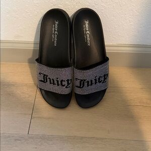 Juicy Couture Black Slides with Sparkling Accents